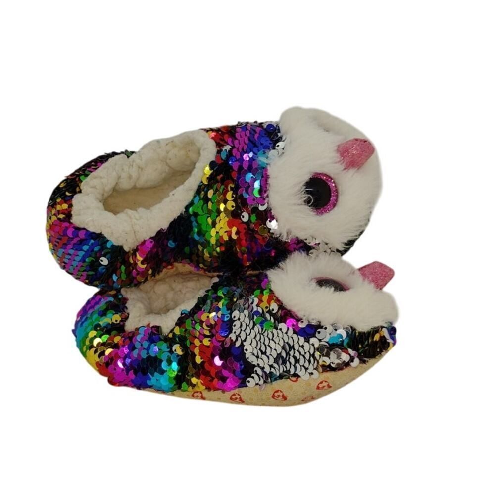 TY Beanie Boo Baby Toddler Girls Pre-owned Owl Owen Glitter Slippers - sz. 3